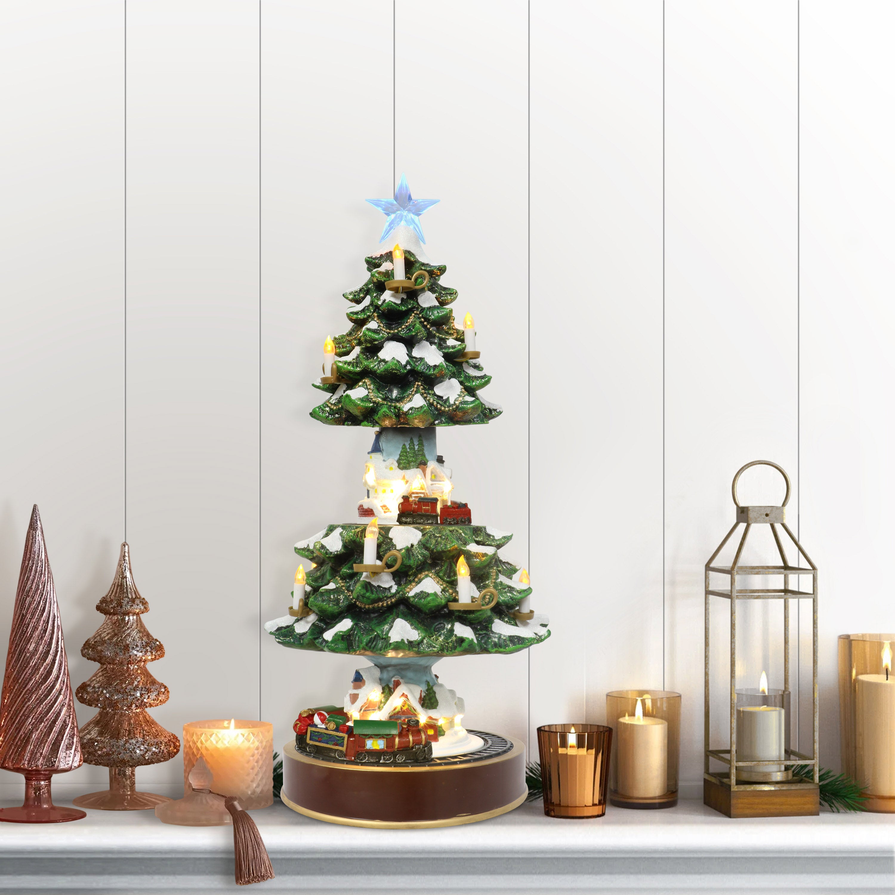 22" Animated Christmas Tree Village